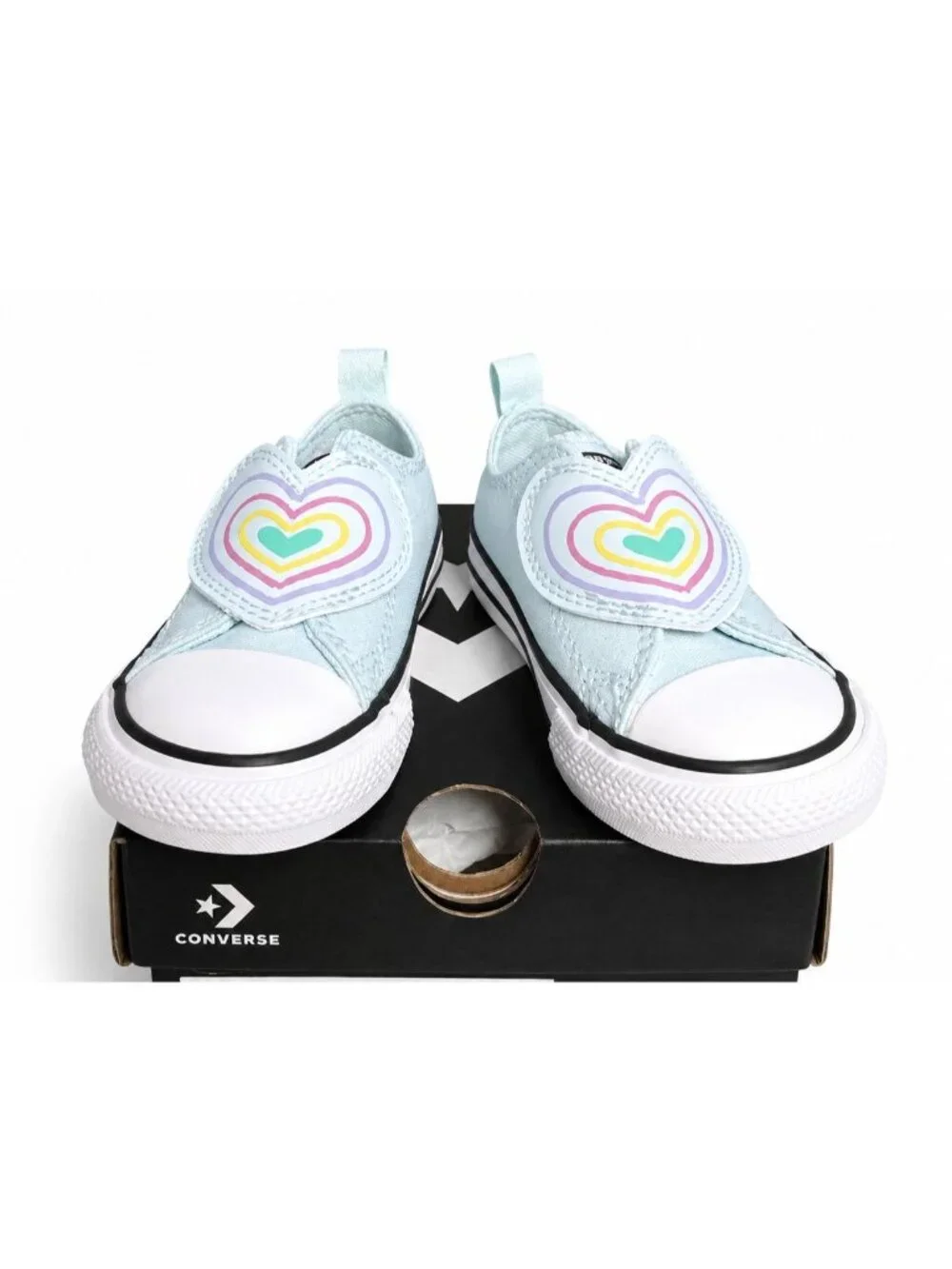 Converse CTAS Toddler One Strap Sneakers Blue Rainbow Heart Infant Baby Size 5